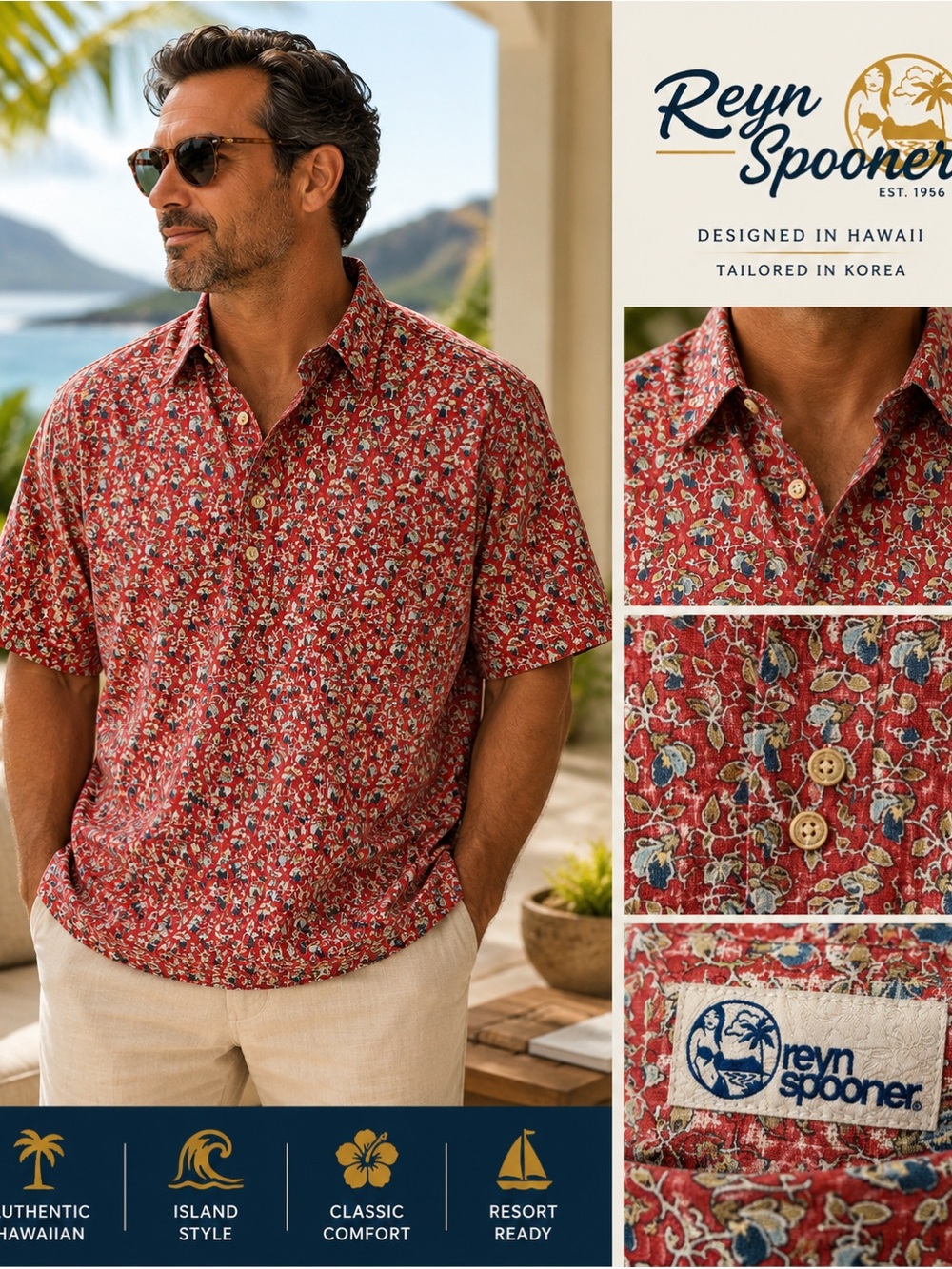Vintage Reyn Spooner Aloha Shirt Mens XXL Red Floral Pullover Hawaiian Korea